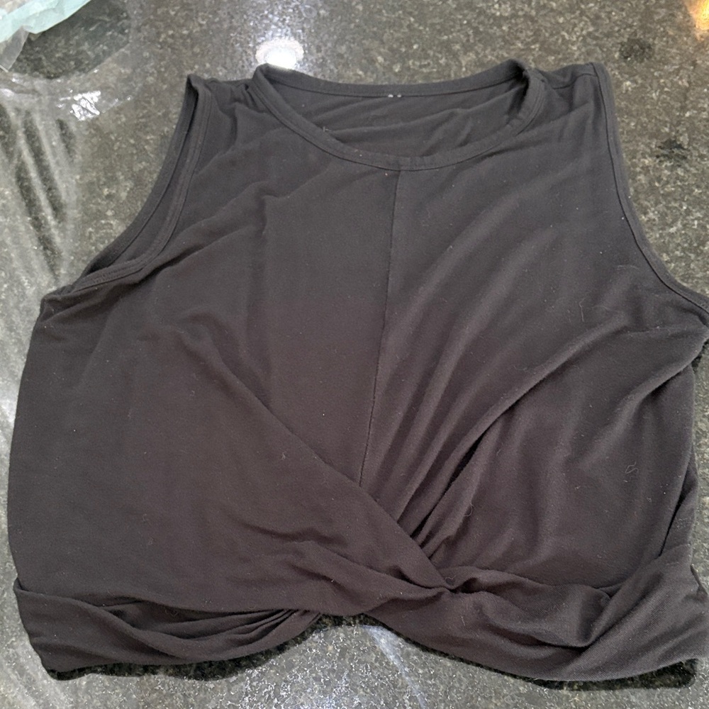 ALO Yoga Black Twist Front Crop Top